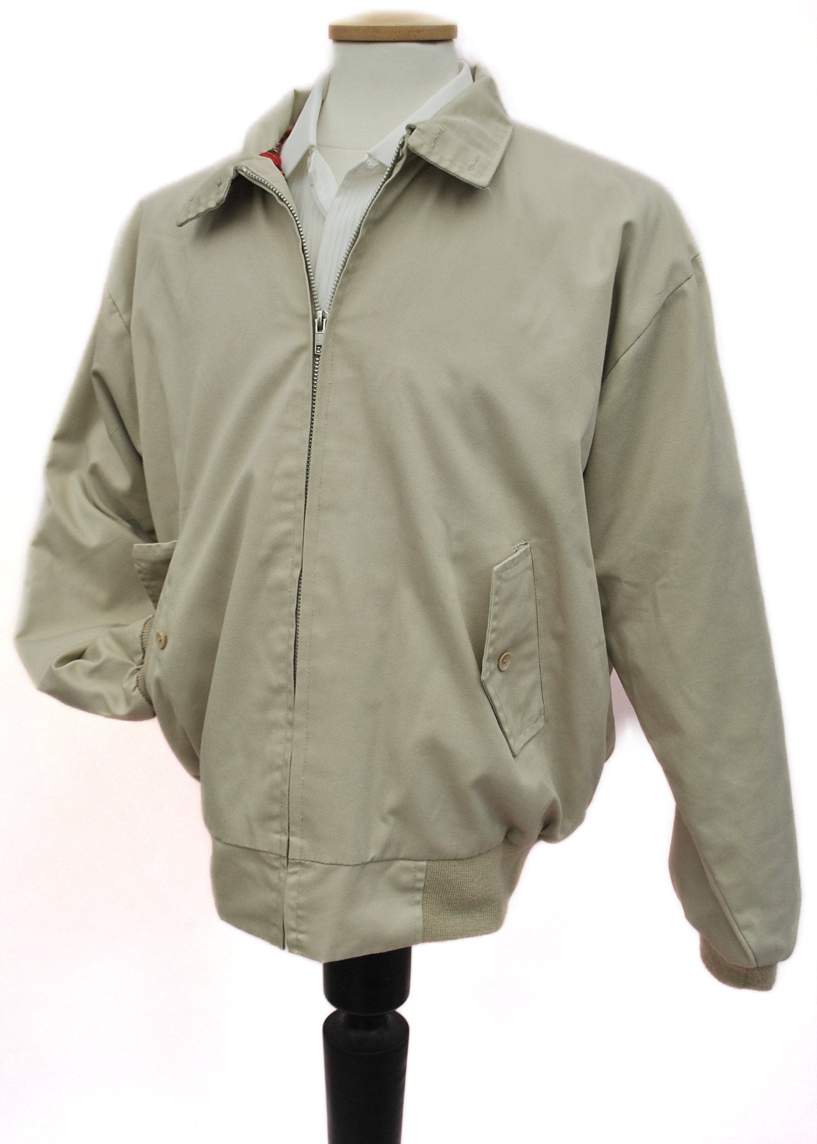 vintage taupe harrington Mod bomber jacket with tartan lining