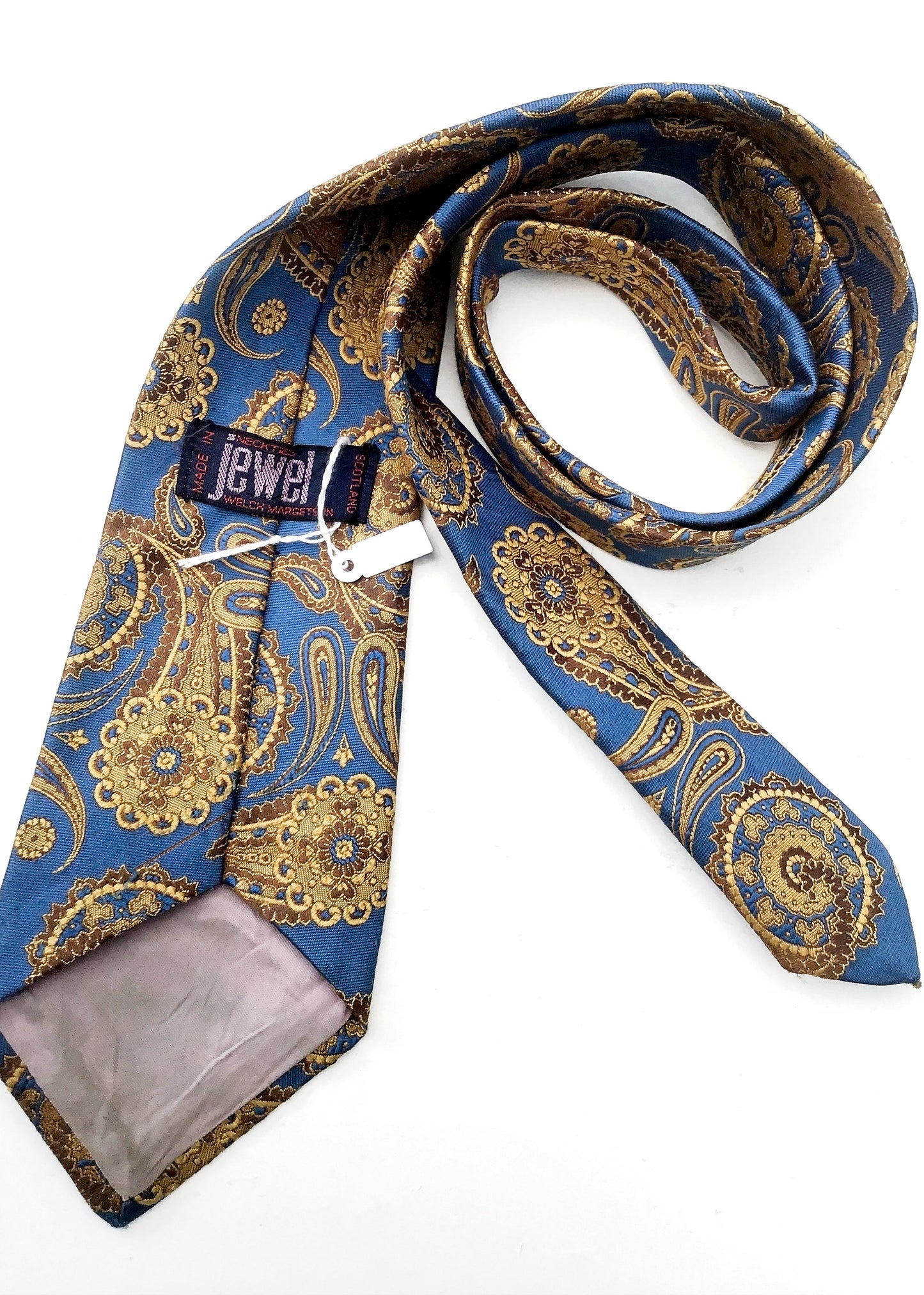 Vintage Blue and Gold Pattern Tie by Welch Margetson for Jewel