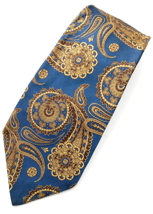 Vintage Blue and Gold Pattern Tie by Welch Margetson for Jewel