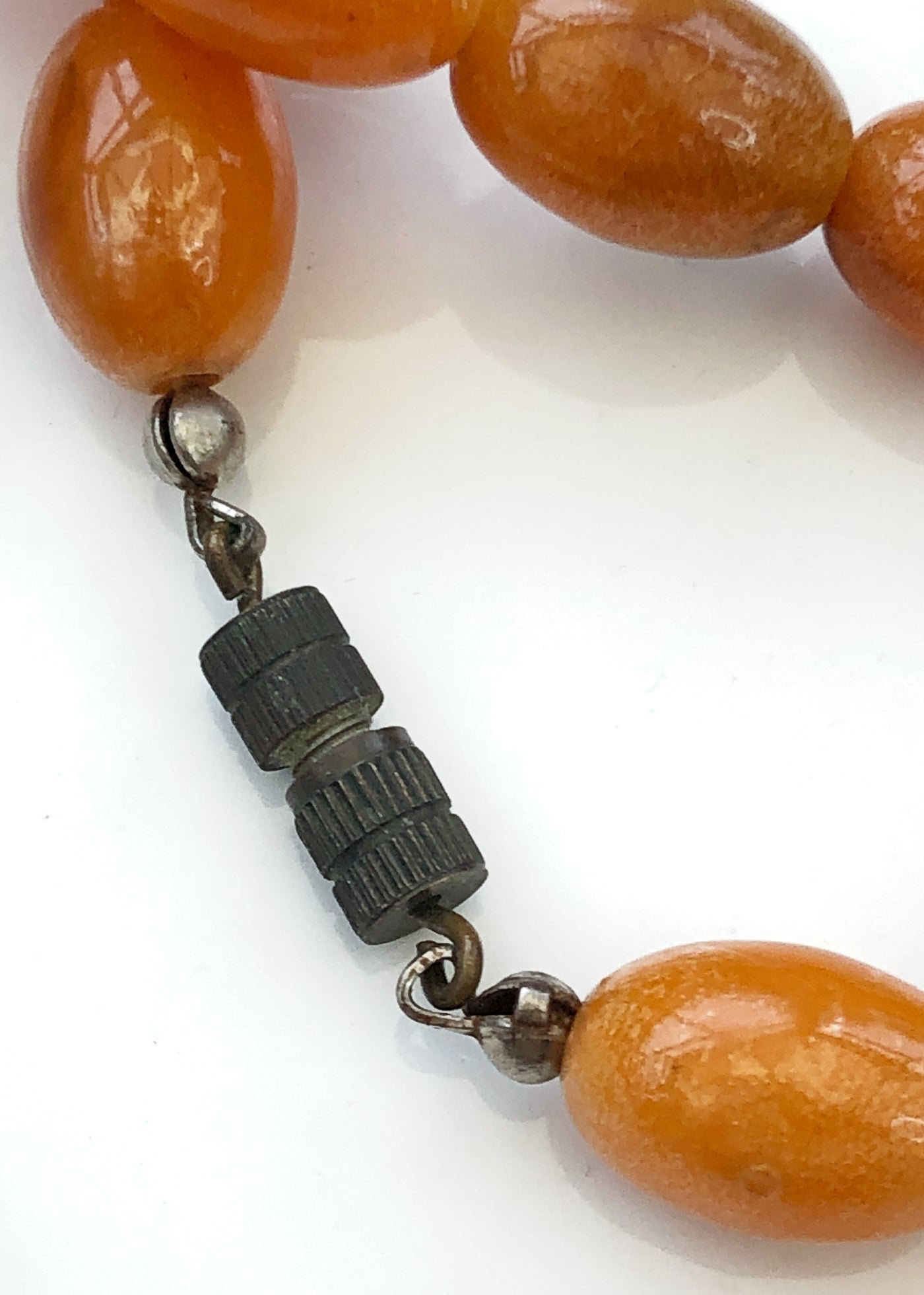 Vintage 30s Pressed Amber Graduated Bead Necklace