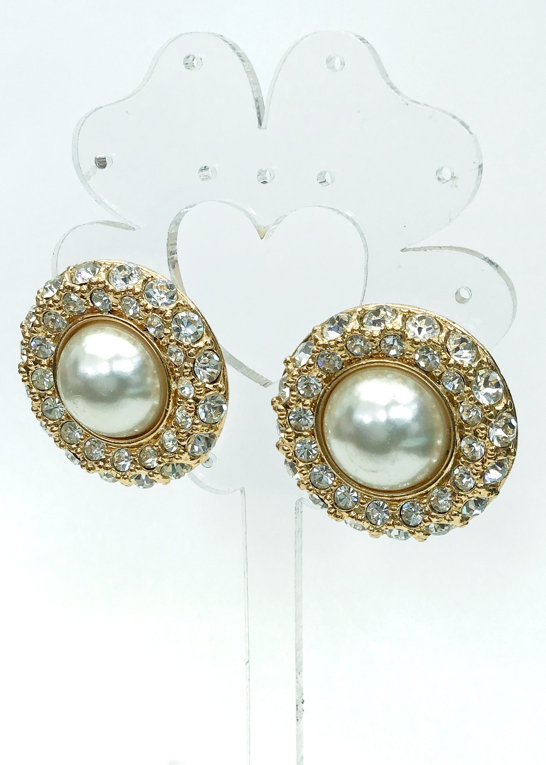 Vintage Style orders Large Pearl and Crystal Statement Earrings