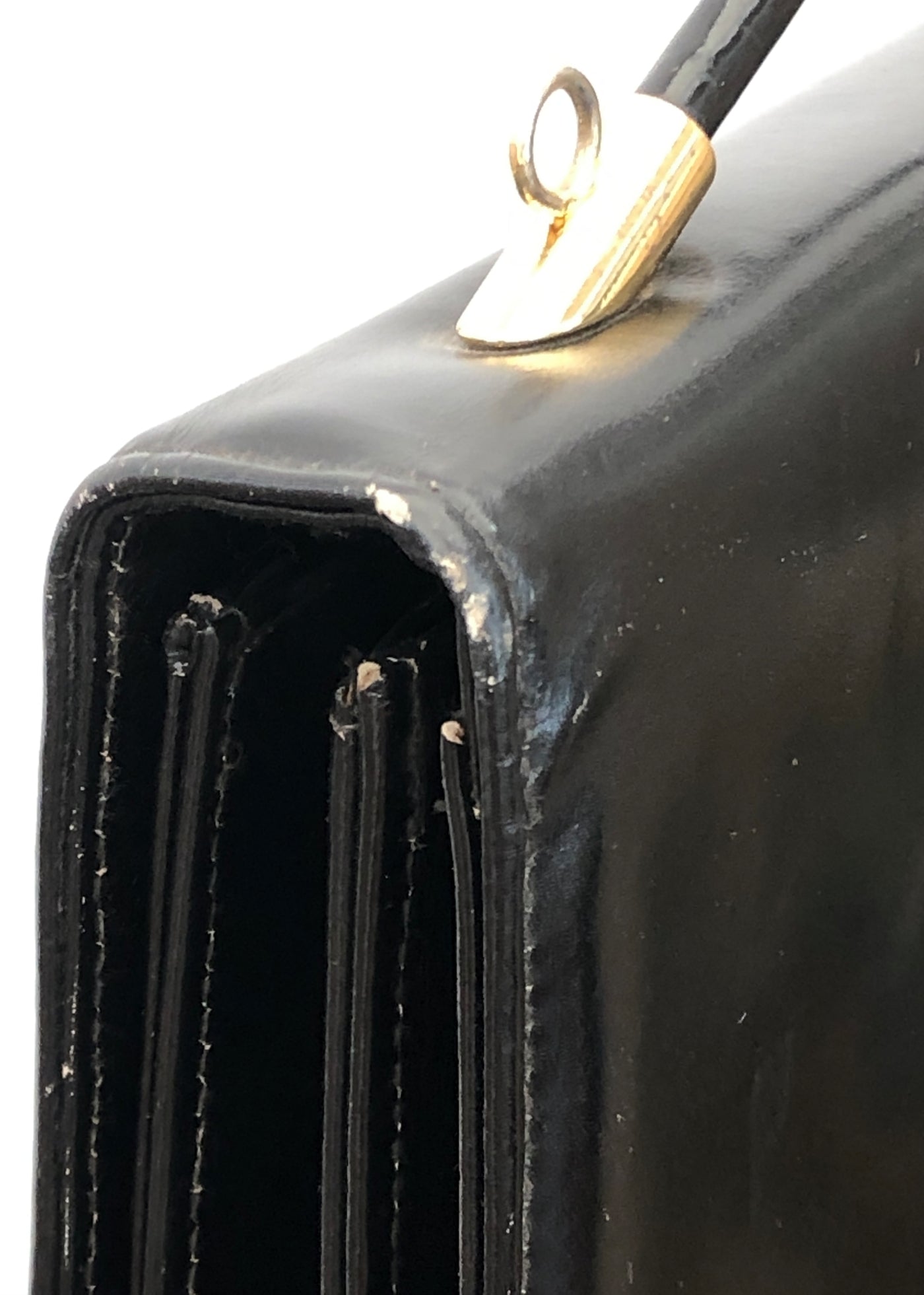 Vintage 80s Large Black Leather Handbag • Briefcase