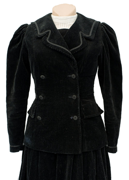 Vintage Laura Ashley Black Needle Cord Sailor Jacket • Victoriana