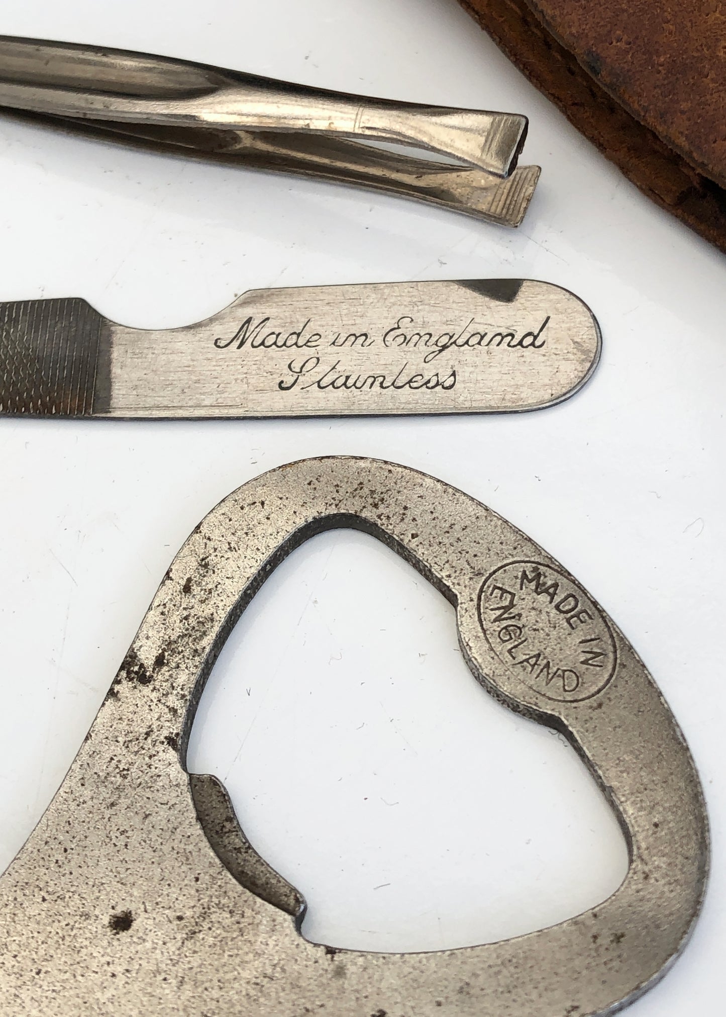 Men's Vintage 40s Travel Manicure Kit + Bottle Opener in Leather Case