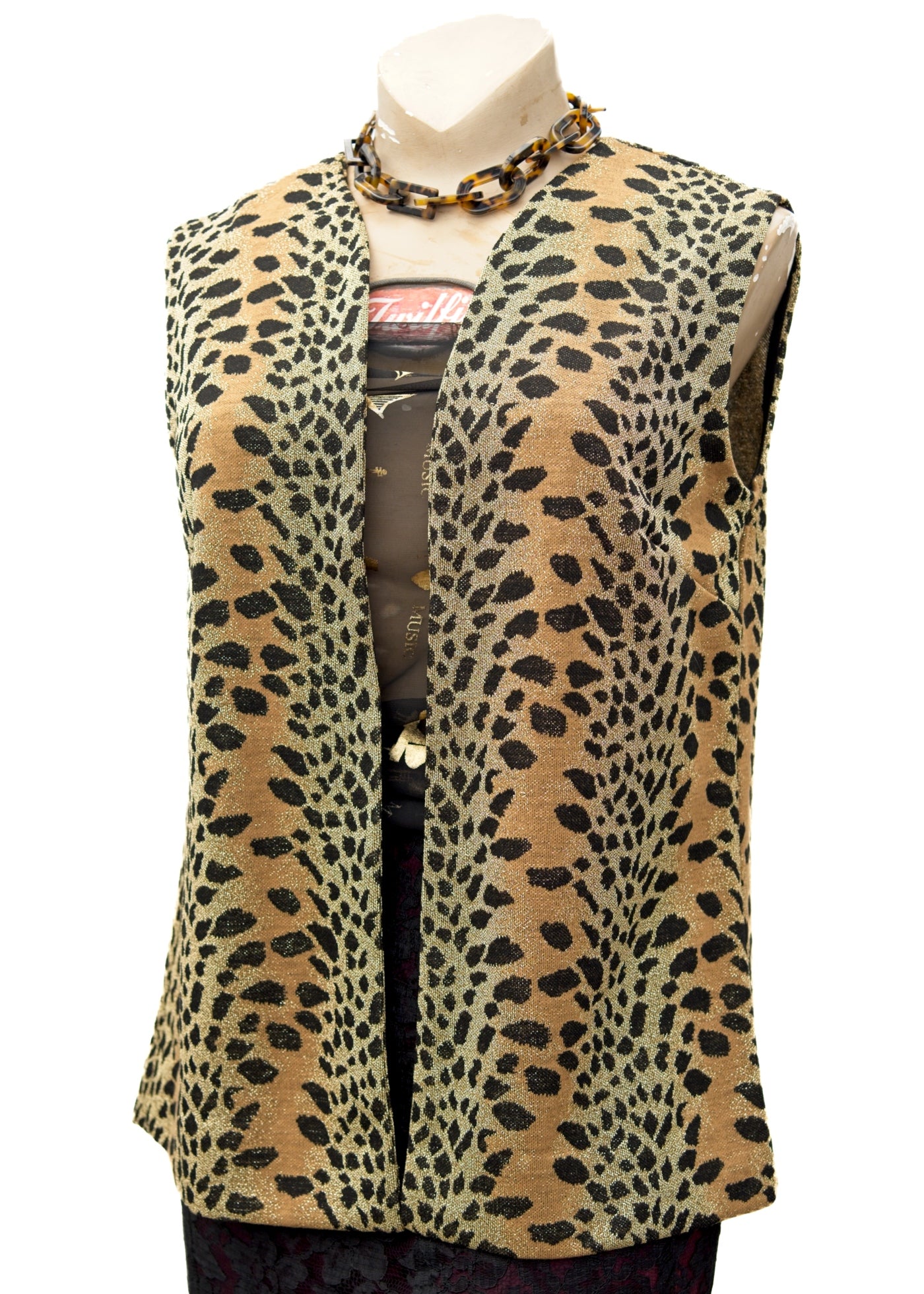 Vintage Lurex Leopard Print Gilet • Handmade