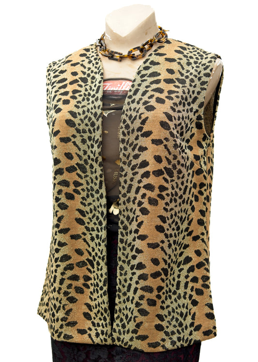 Vintage Lurex Leopard Print Gilet • Handmade