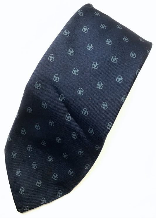 Vintage 80s Blue Pattern Neck Tie • Les Marquis