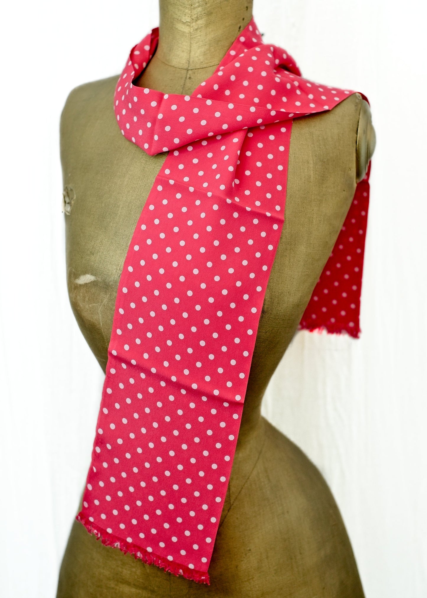long silk pink polka dot scarf by liberty of london