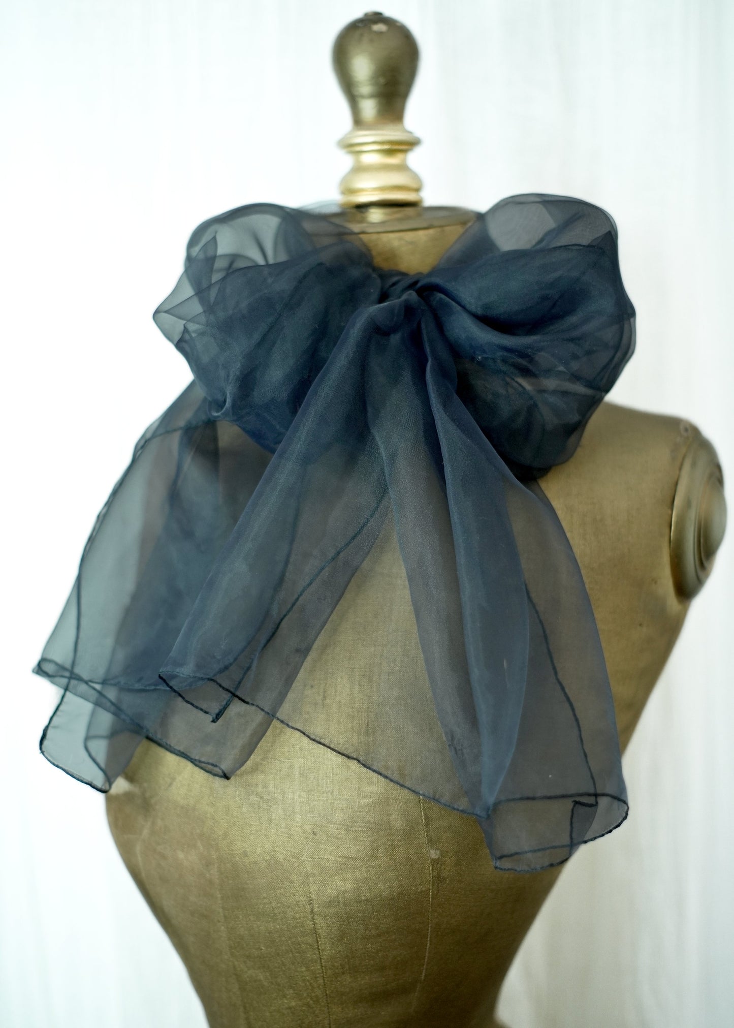 long navy blue nylon see through scarf