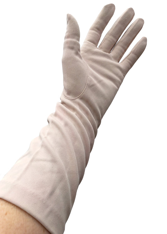 1960s Vintage Neutral Beige Long Evening Gloves • Size 7