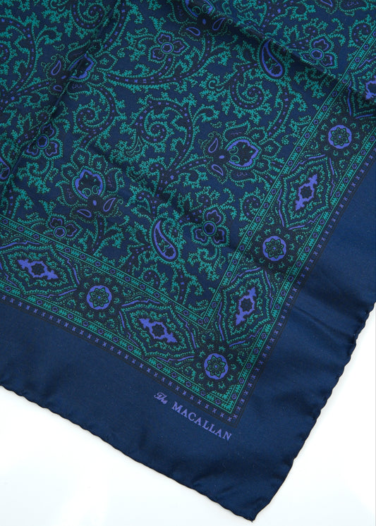 Blue & Green Silk Pocket Square • Macallan Whiskey