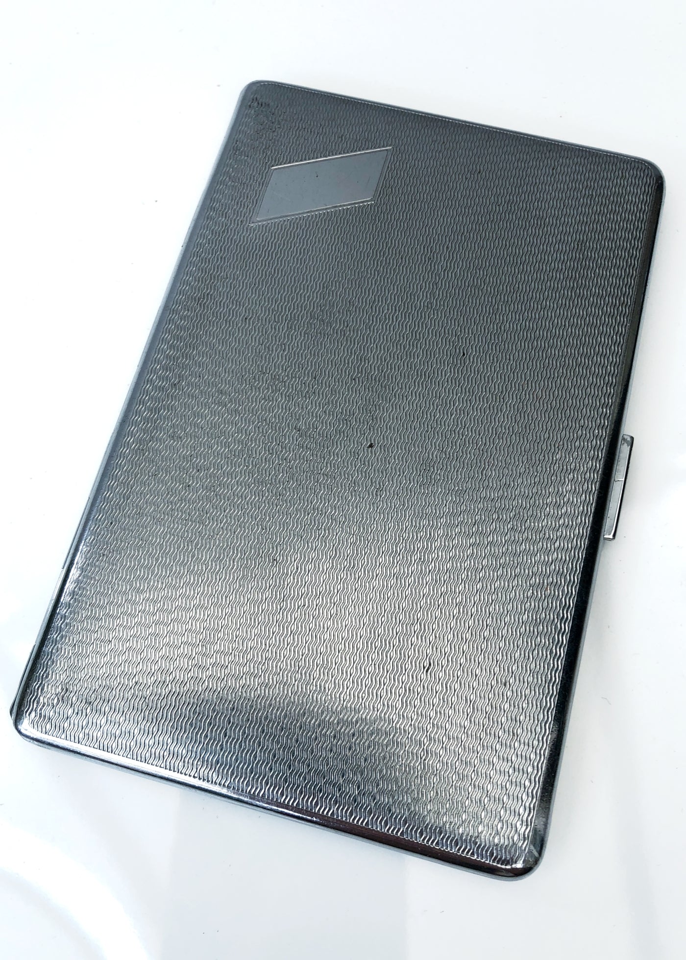 Vintage 30s Machine Turned Silver Tone Cigarette Case