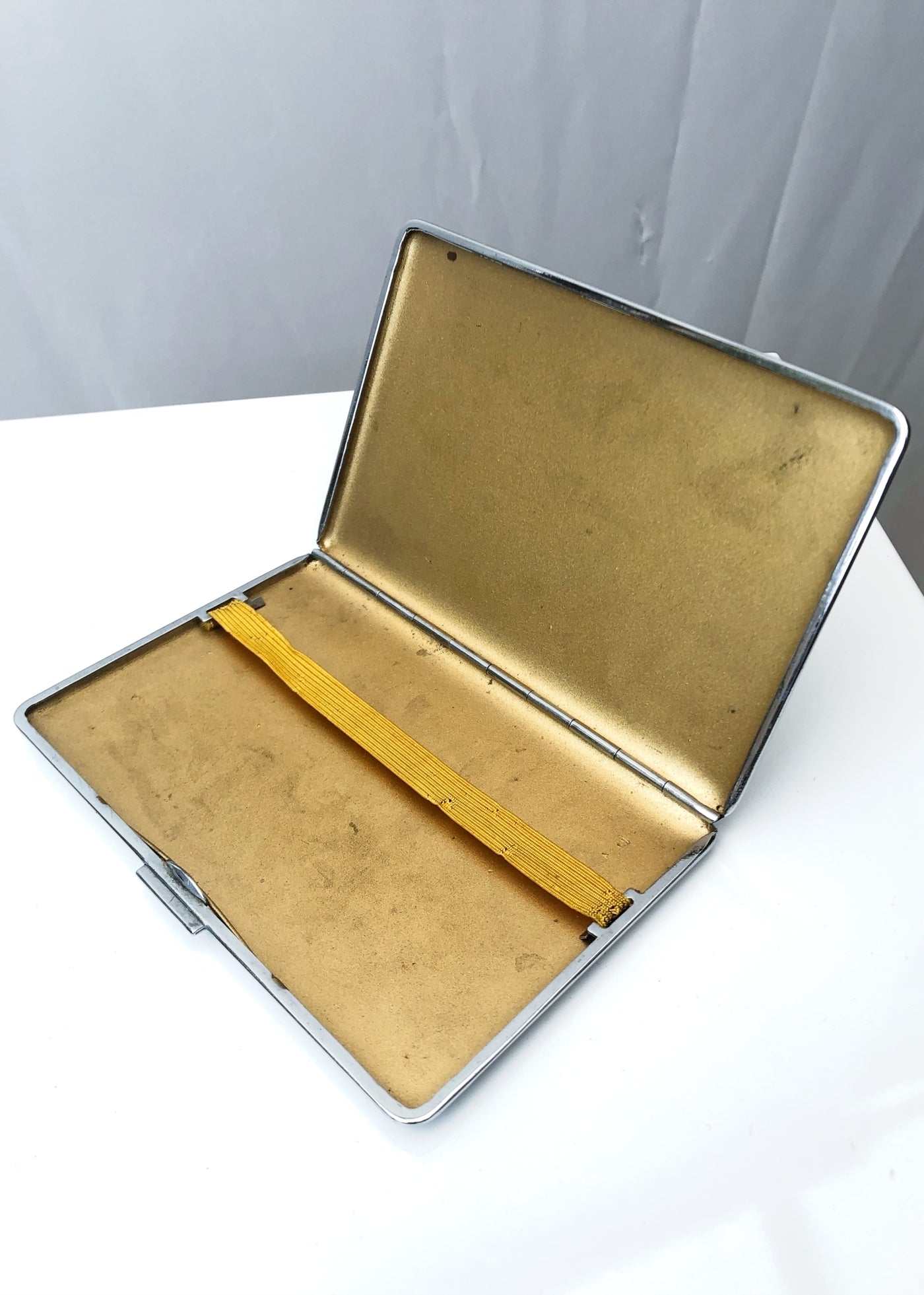 Vintage 30s Machine Turned Silver Tone Cigarette Case