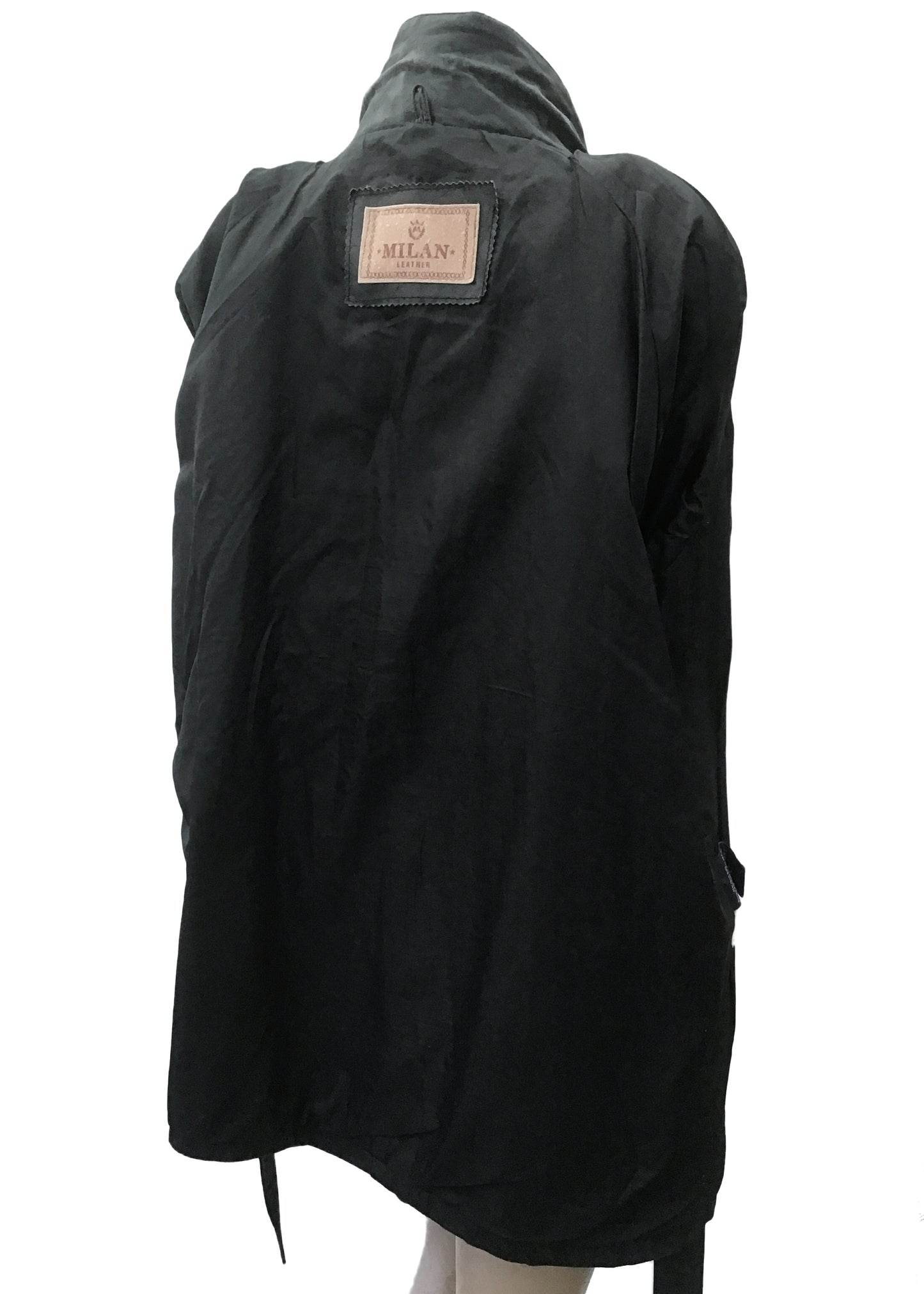 Women's Vintage 80s Black Leather Coat • 3/4 Length