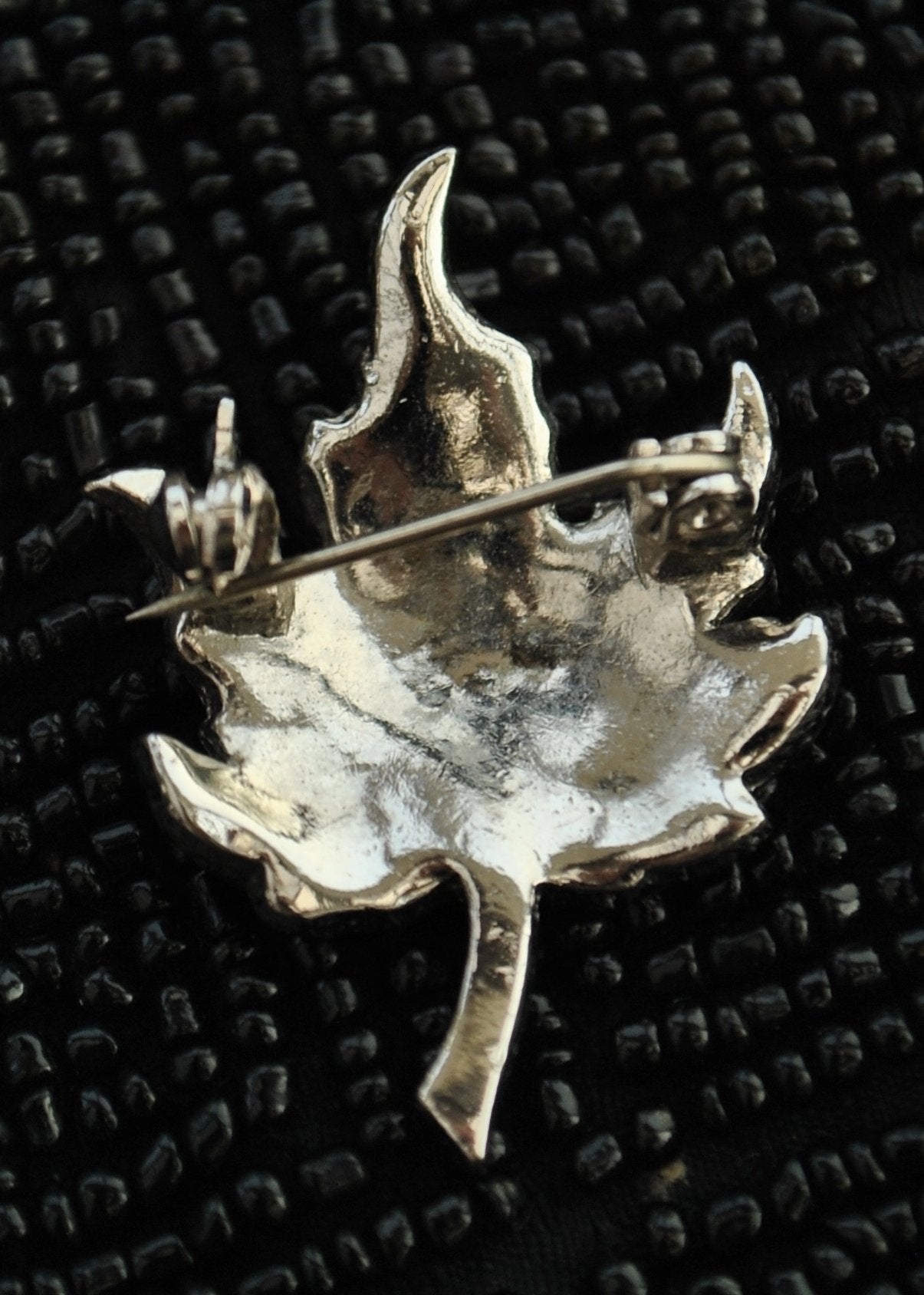 Vintage Silver Marcasite Maple Leaf Brooch Pin