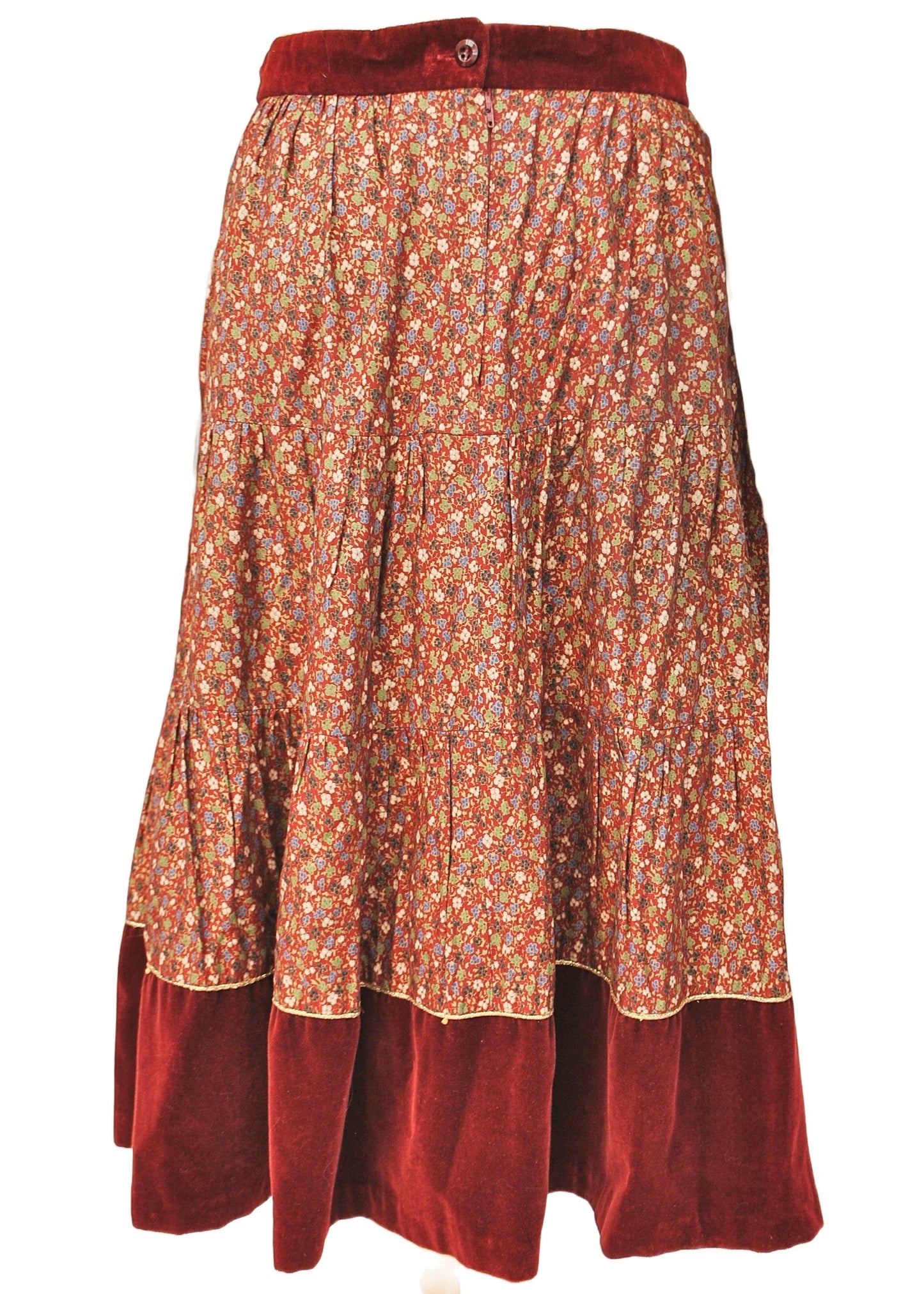 Vintage 70s Burgundy Ditsy Floral Skirt and Vest Set • Marion Donaldson