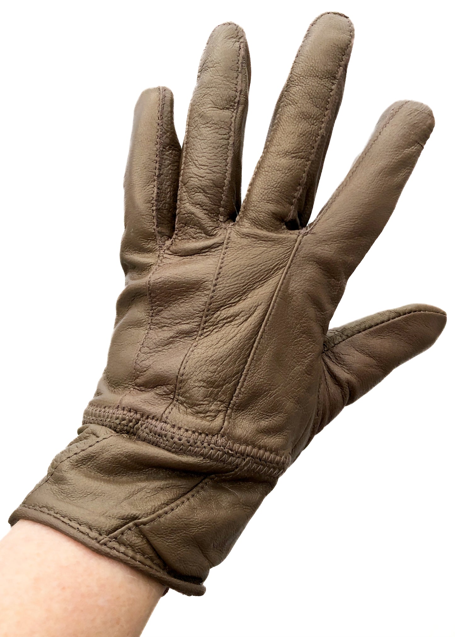 Preloved Men's Bronze Colour Leather Gloves • Size S/M