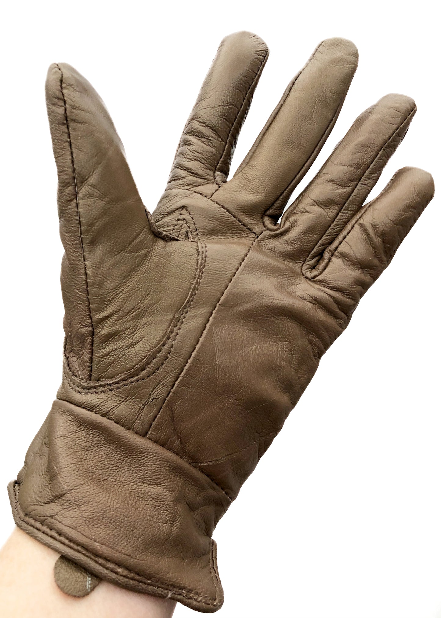 Preloved Men's Bronze Colour Leather Gloves • Size S/M