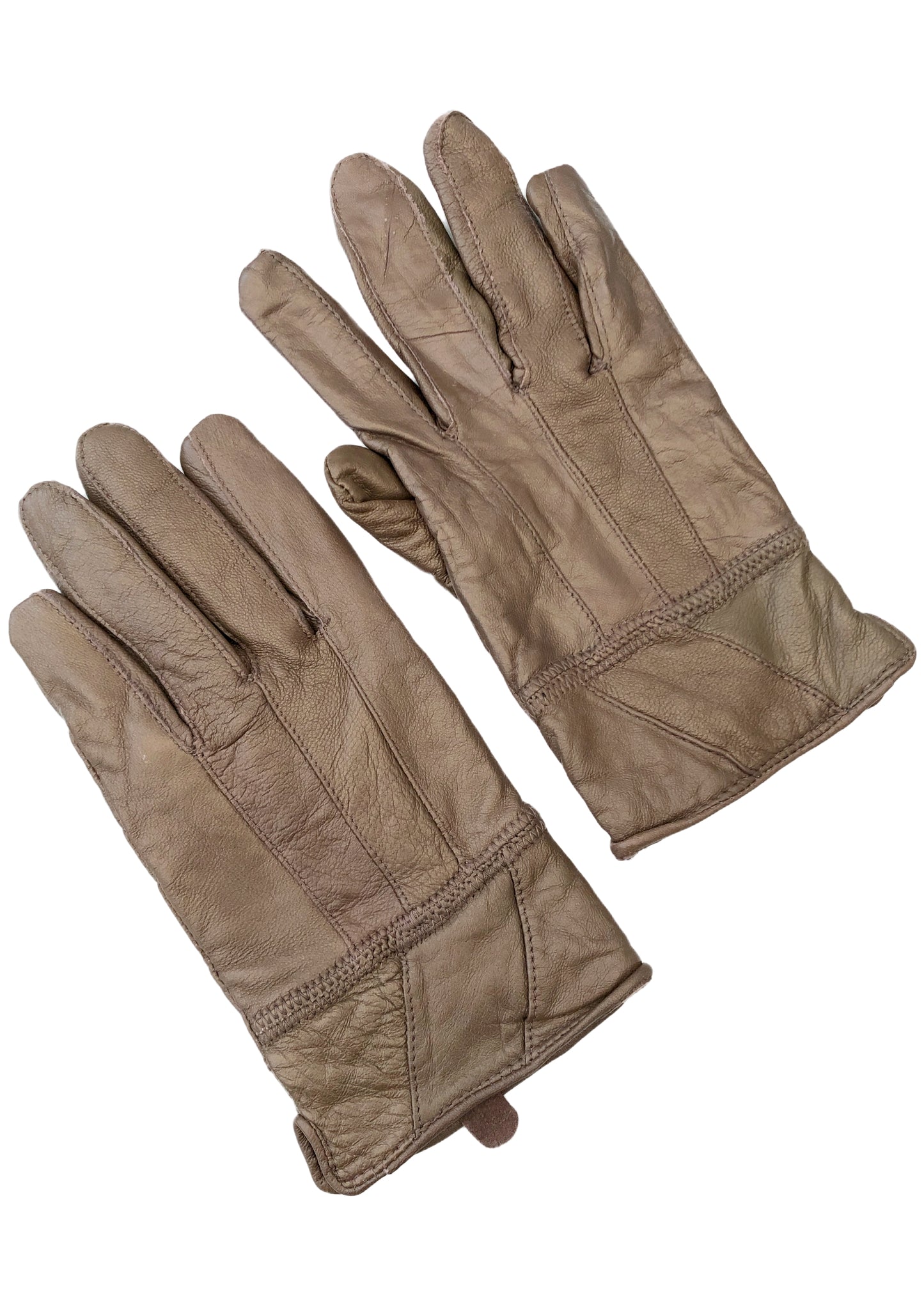 Preloved Men's Bronze Colour Leather Gloves • Size S/M