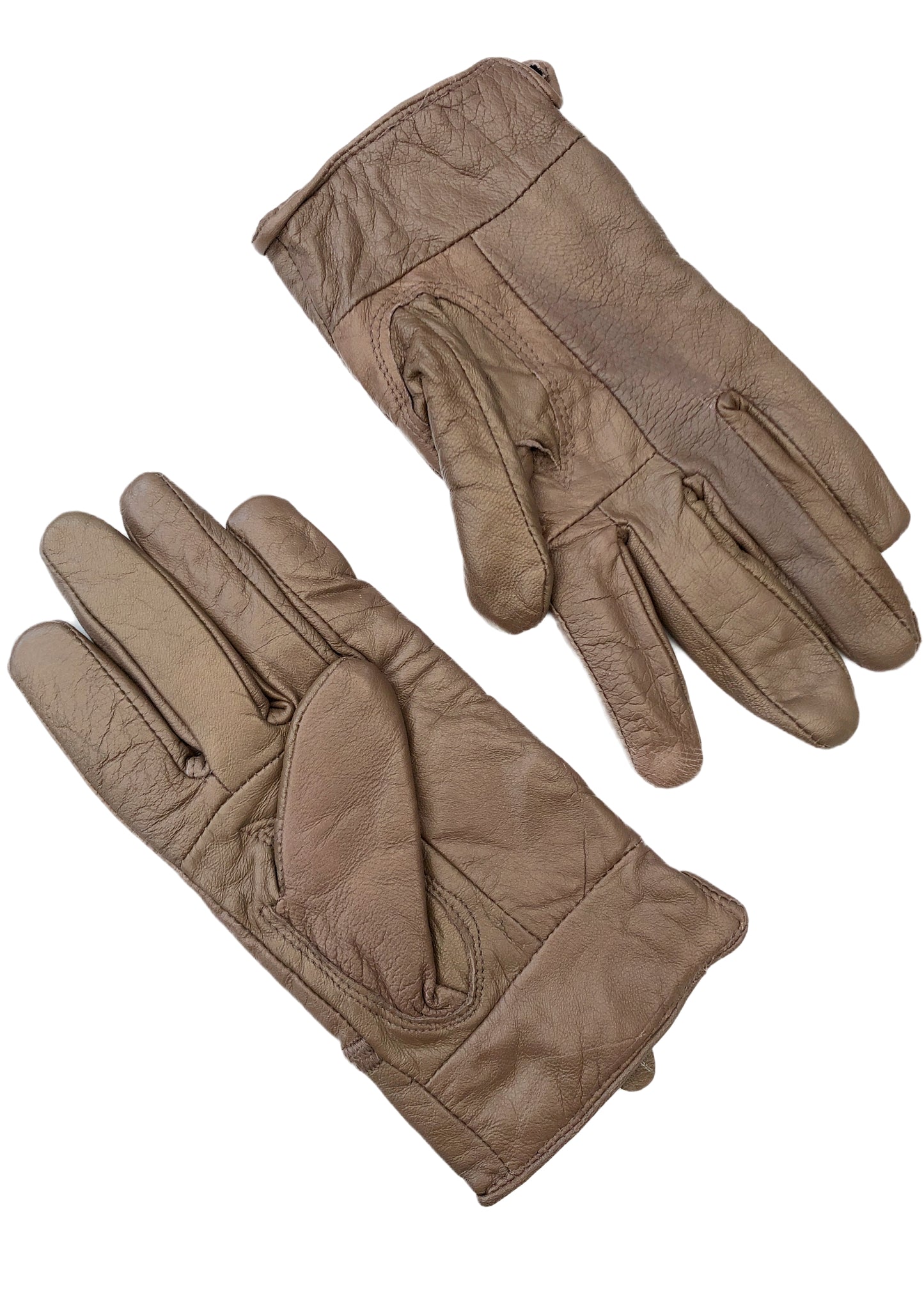 Preloved Men's Bronze Colour Leather Gloves • Size S/M