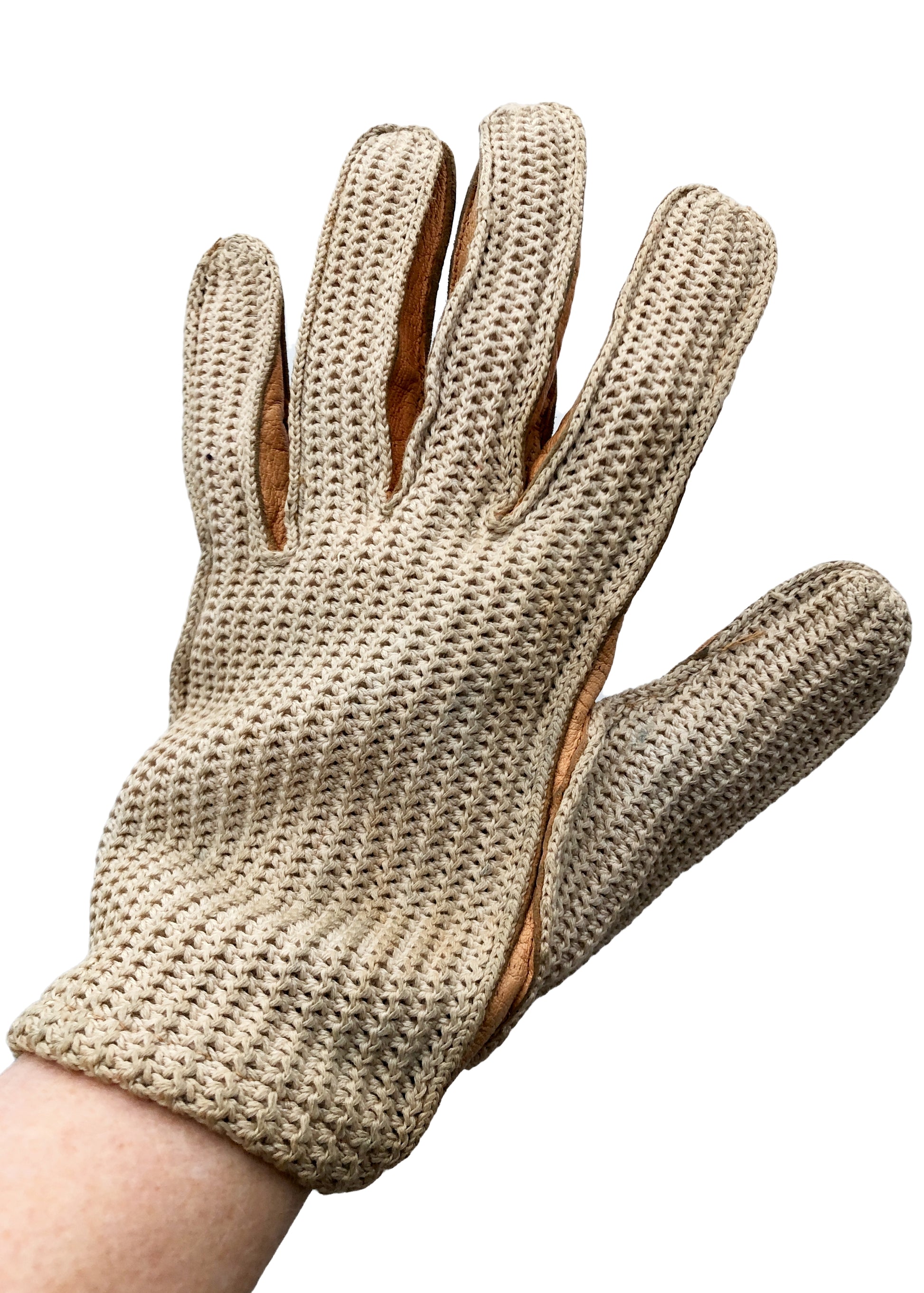 Men's Vintage 60s Crochet + Leather Driving Gloves