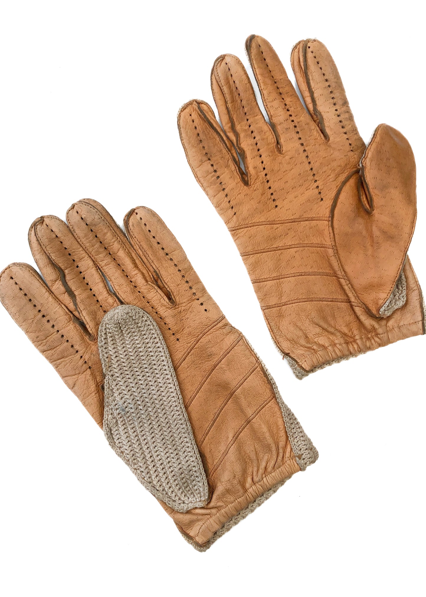 Men's Vintage 60s Crochet + Leather Driving Gloves