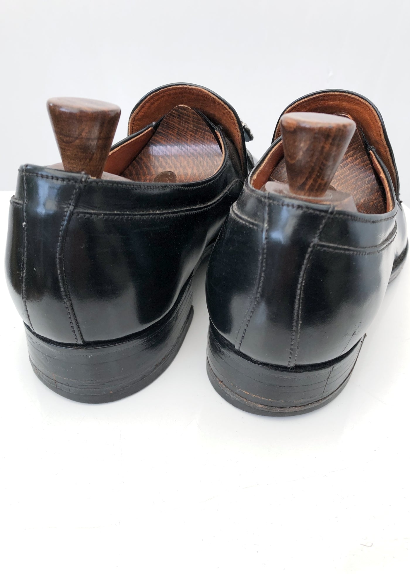 Men's Vintage Buckled Leather Court Shoes • Traditional Scottish Dress Shoes • 7.5