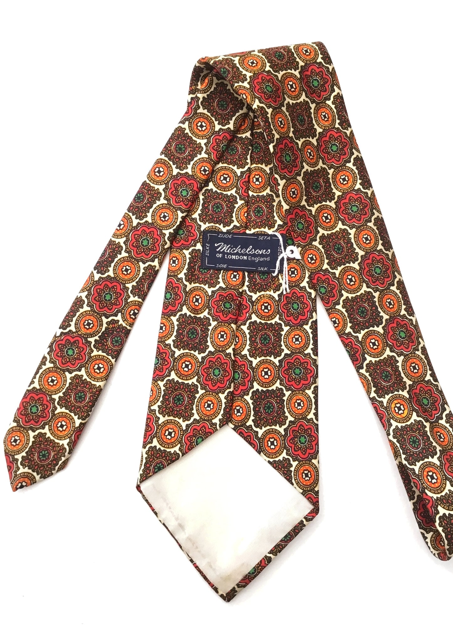 Orange and Brown Patten Silk Tie • Michelsons of London