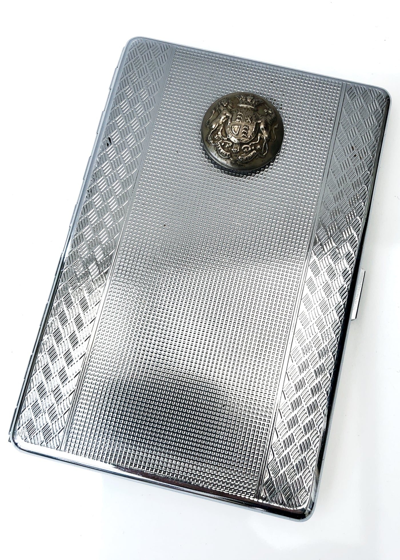 Vintage 30s Cigarette Case With Military Button • Militaria