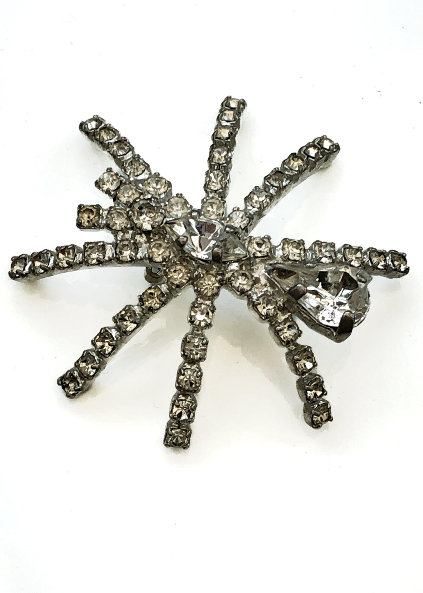 Vintage 80s Rhinestone Spider Brooch