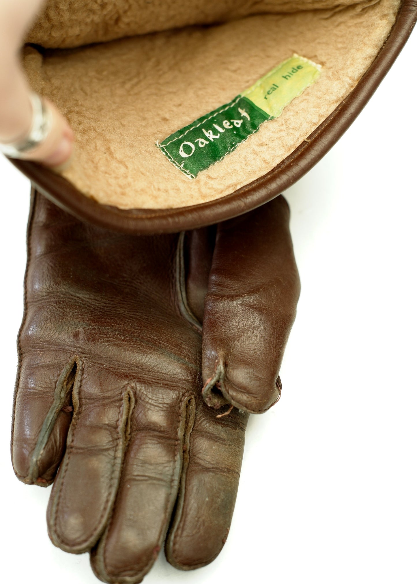 Vintage Brown Leather Motorcycle Gauntlet Gloves