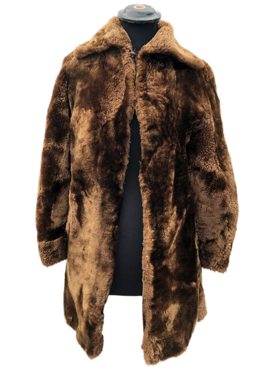 Vintage 50s Mouton Teddy Bear Winter Swing Coat • Beaver Lamb Sheepskin