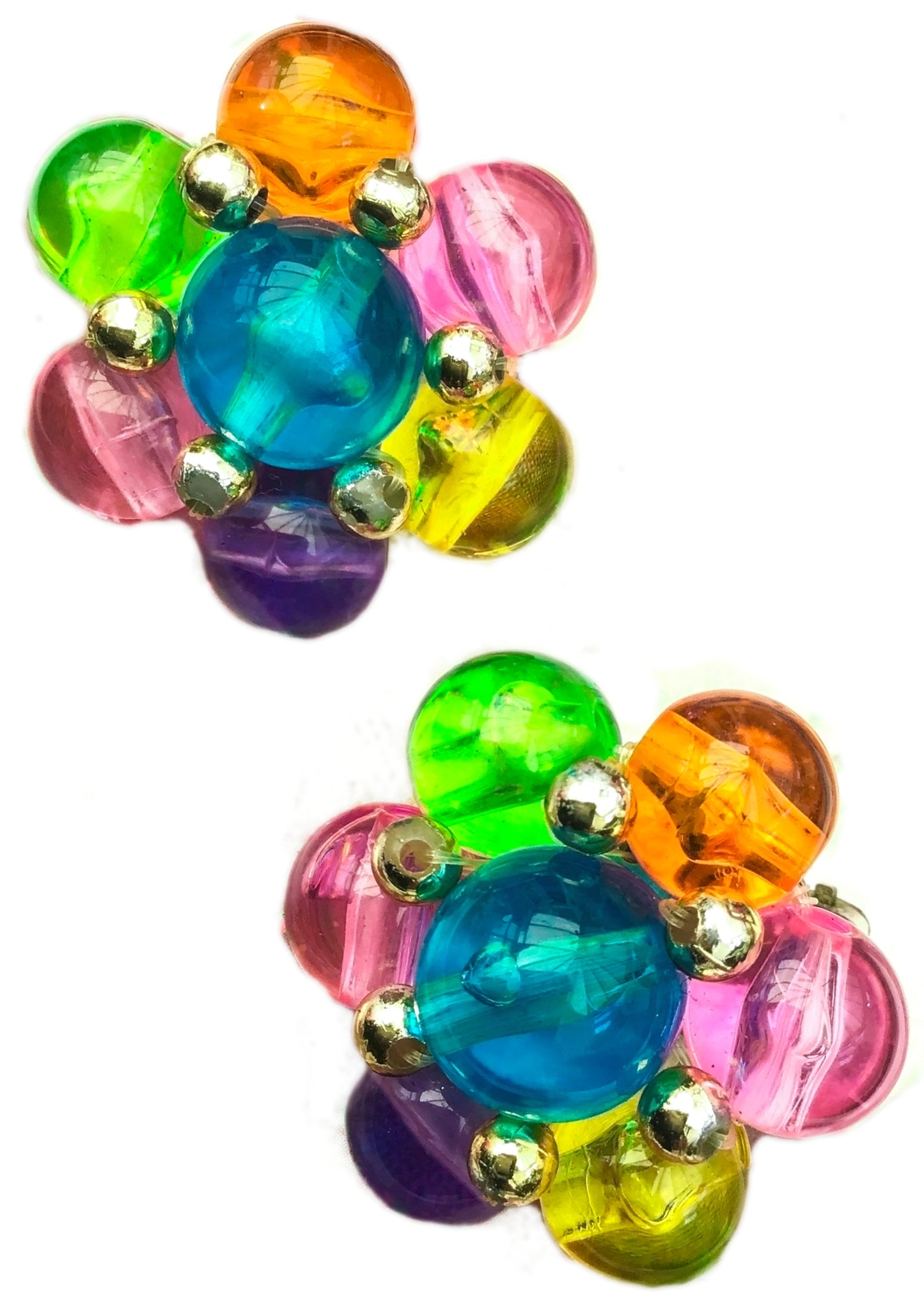 Fabulous Colourful Bead Cluster Clip On Earrings