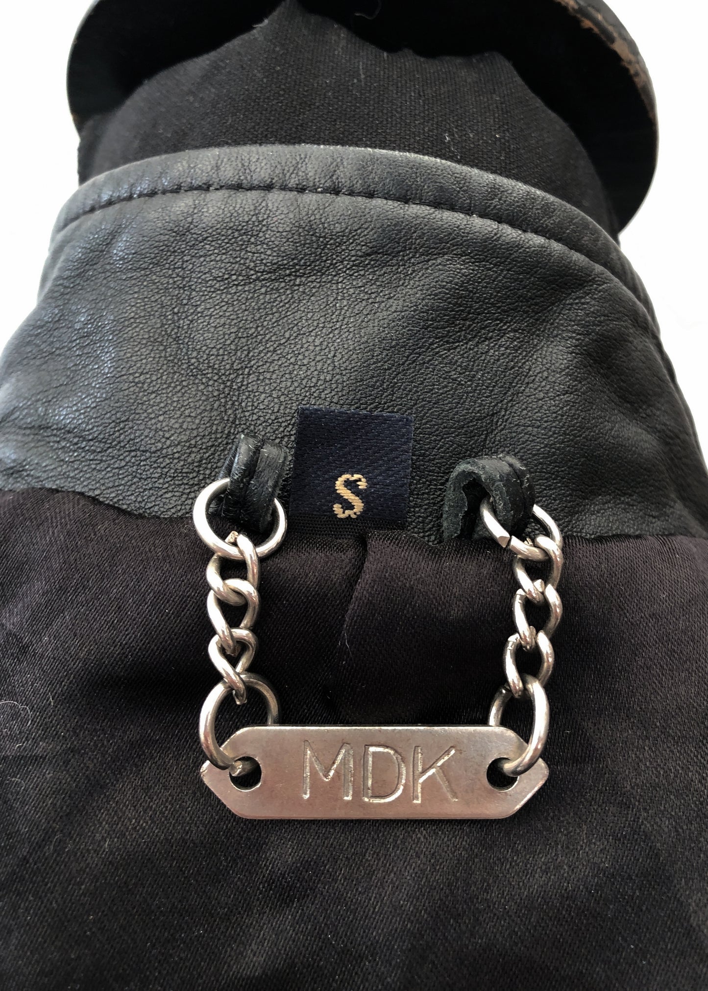 Women's Vintage 90s MDK Black Leather Coat • 3/4 Length