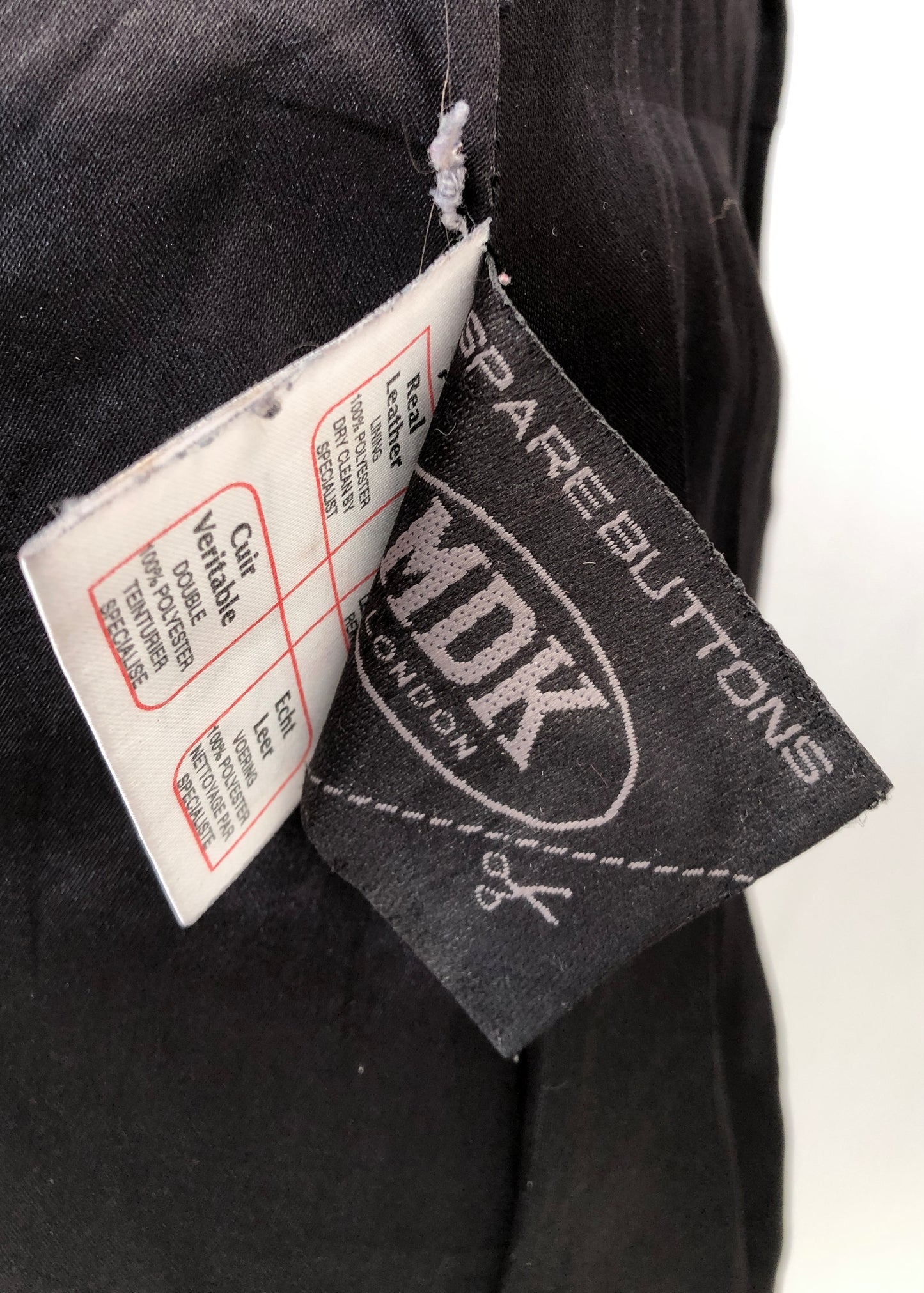 Women's Vintage 90s MDK Black Leather Coat • 3/4 Length