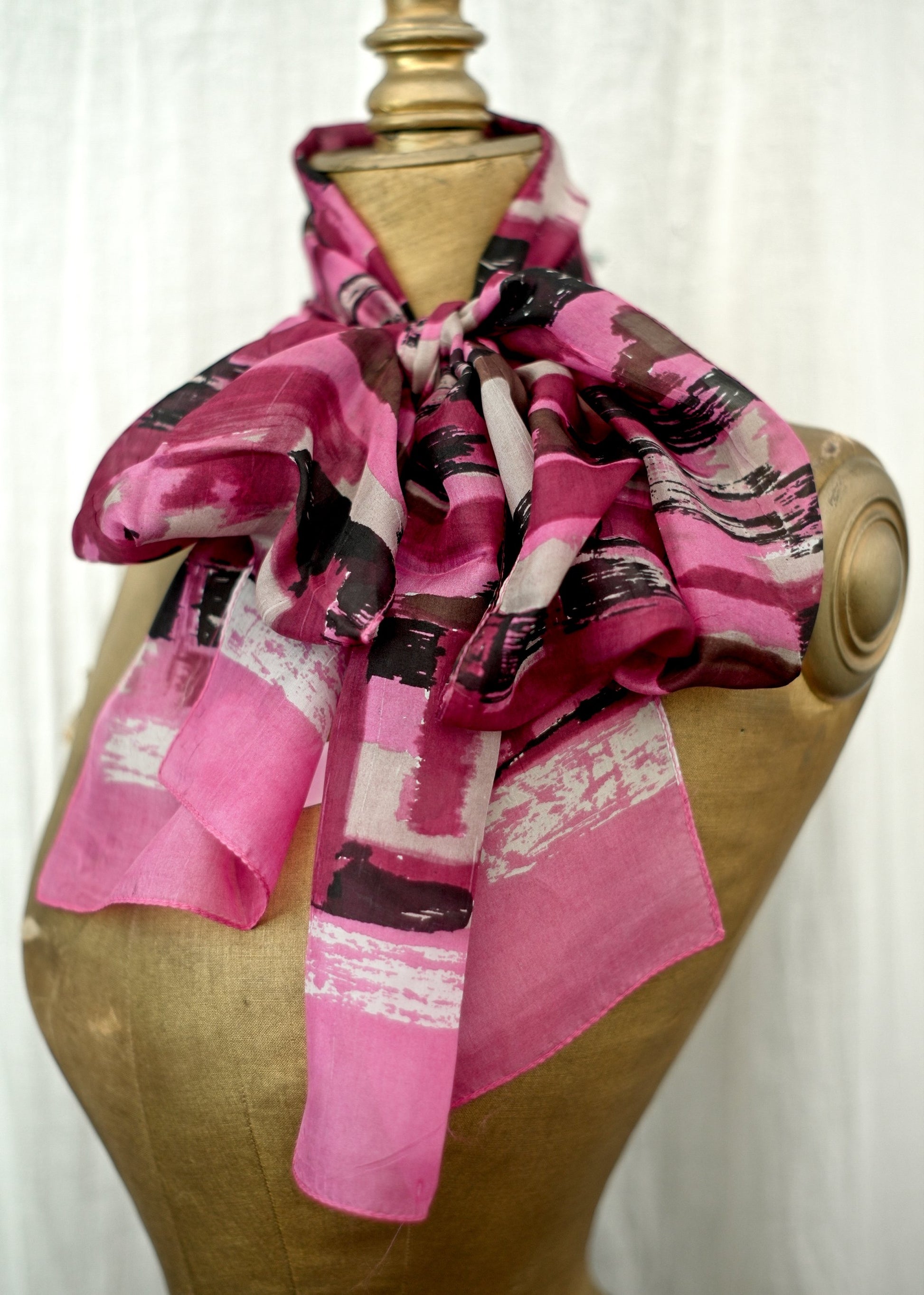 long silk chiffon scarf in shades of pink from Nexr