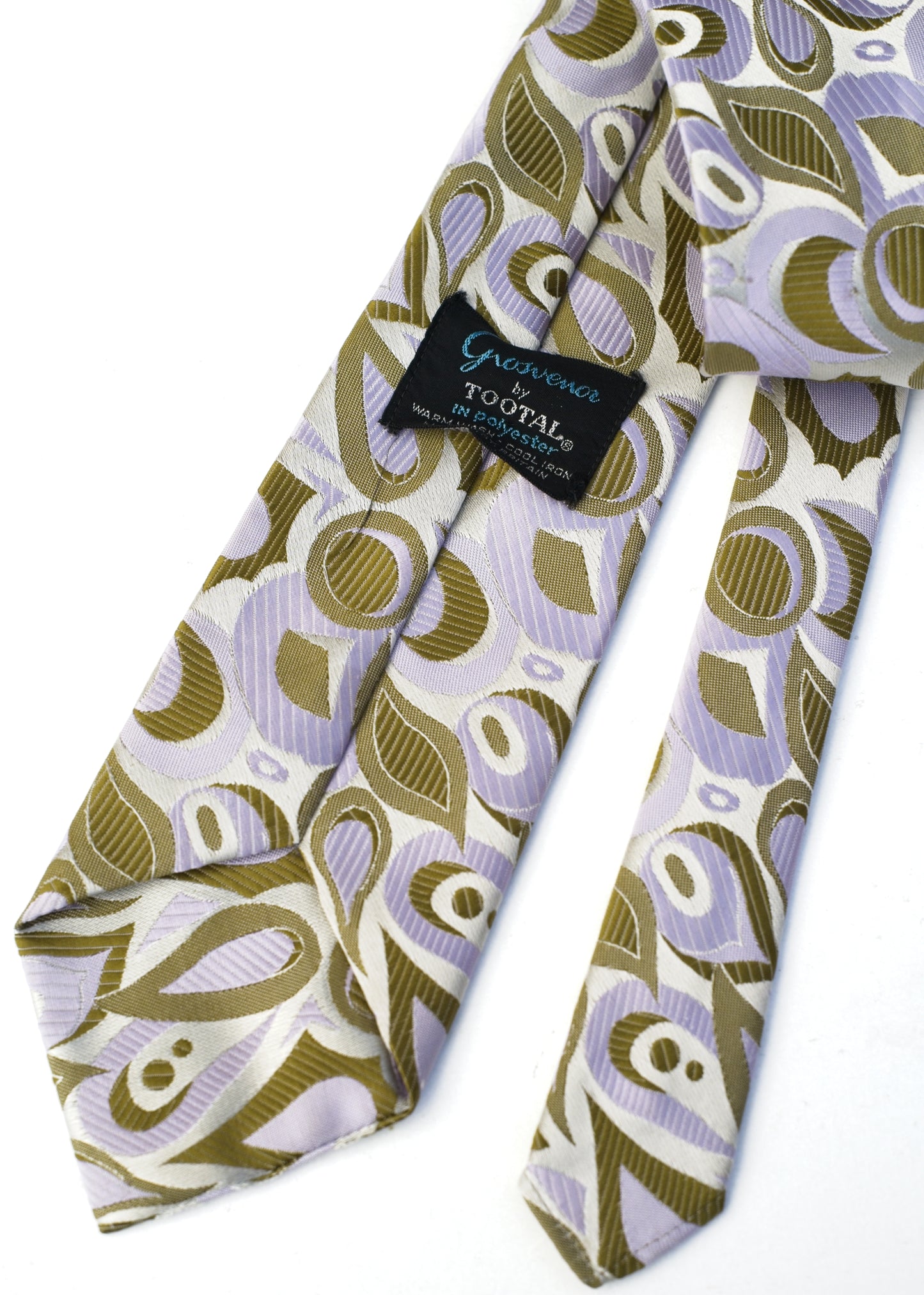Vintage 70s Lilac Green Grosvenor Tootal Neck Tie • Kipper Tie