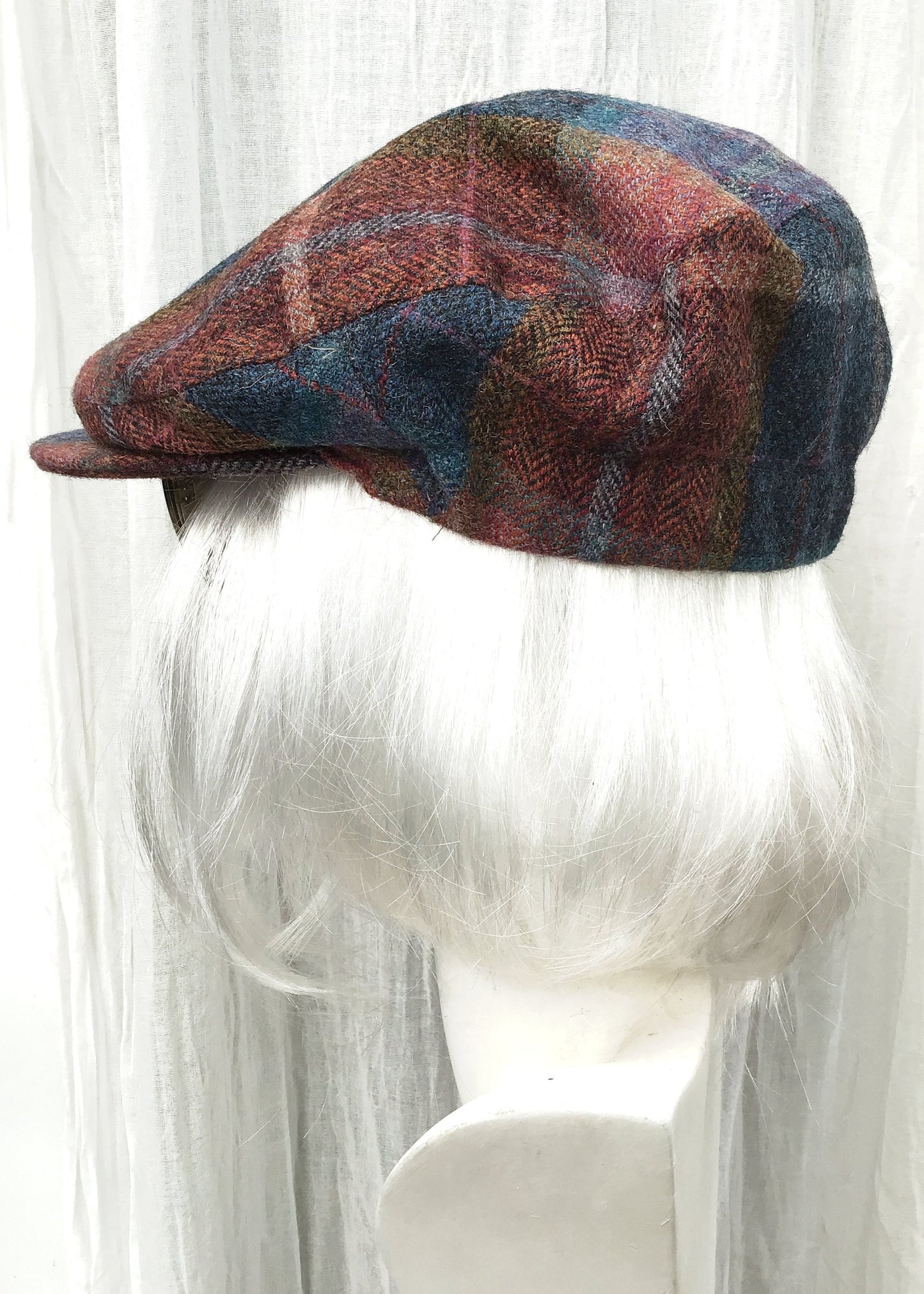 Olney Blue Plaid Tweed Flat Cap