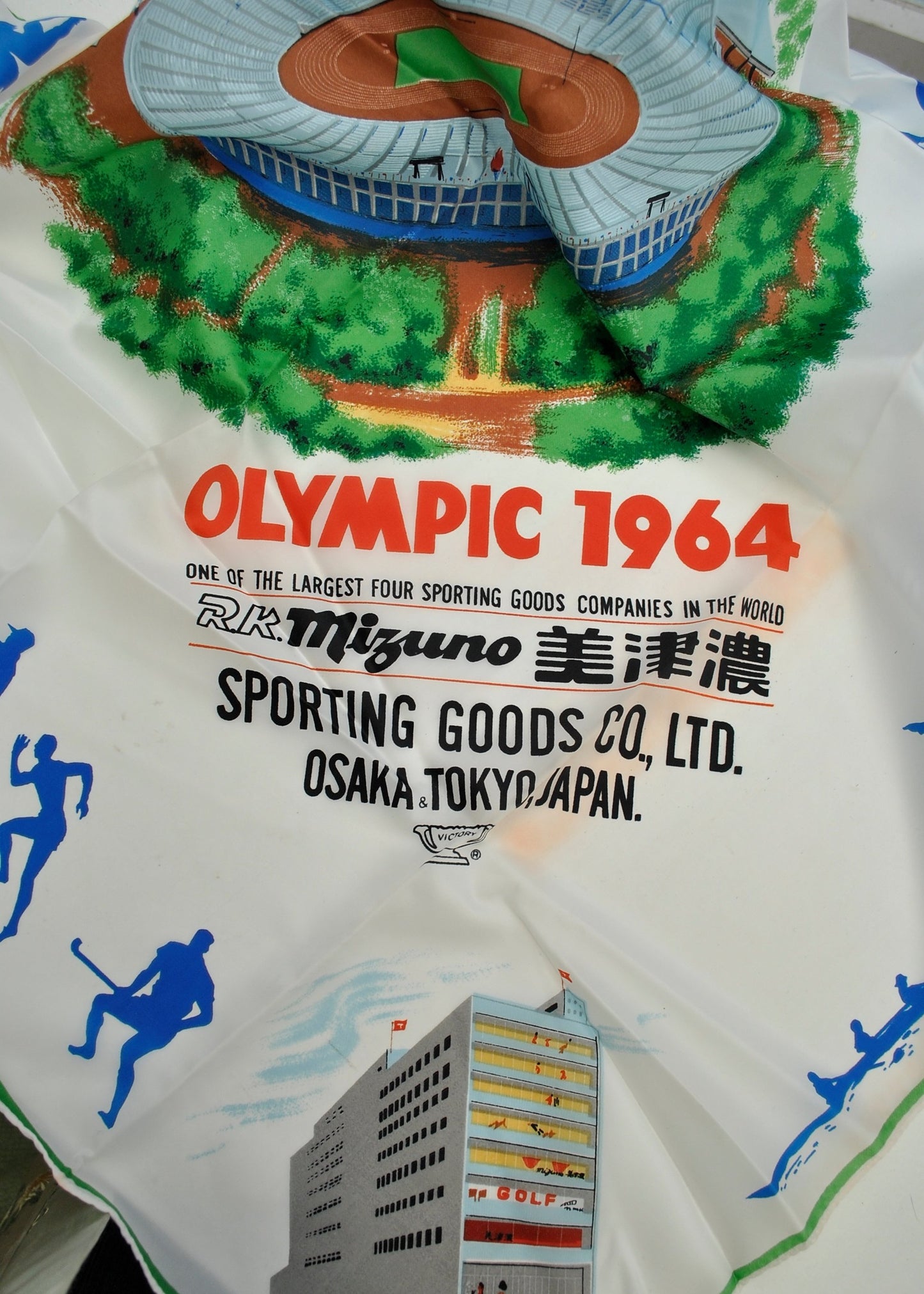 Vintage 1964 Tokyo Olympics Souvenir Scarf • Nylon