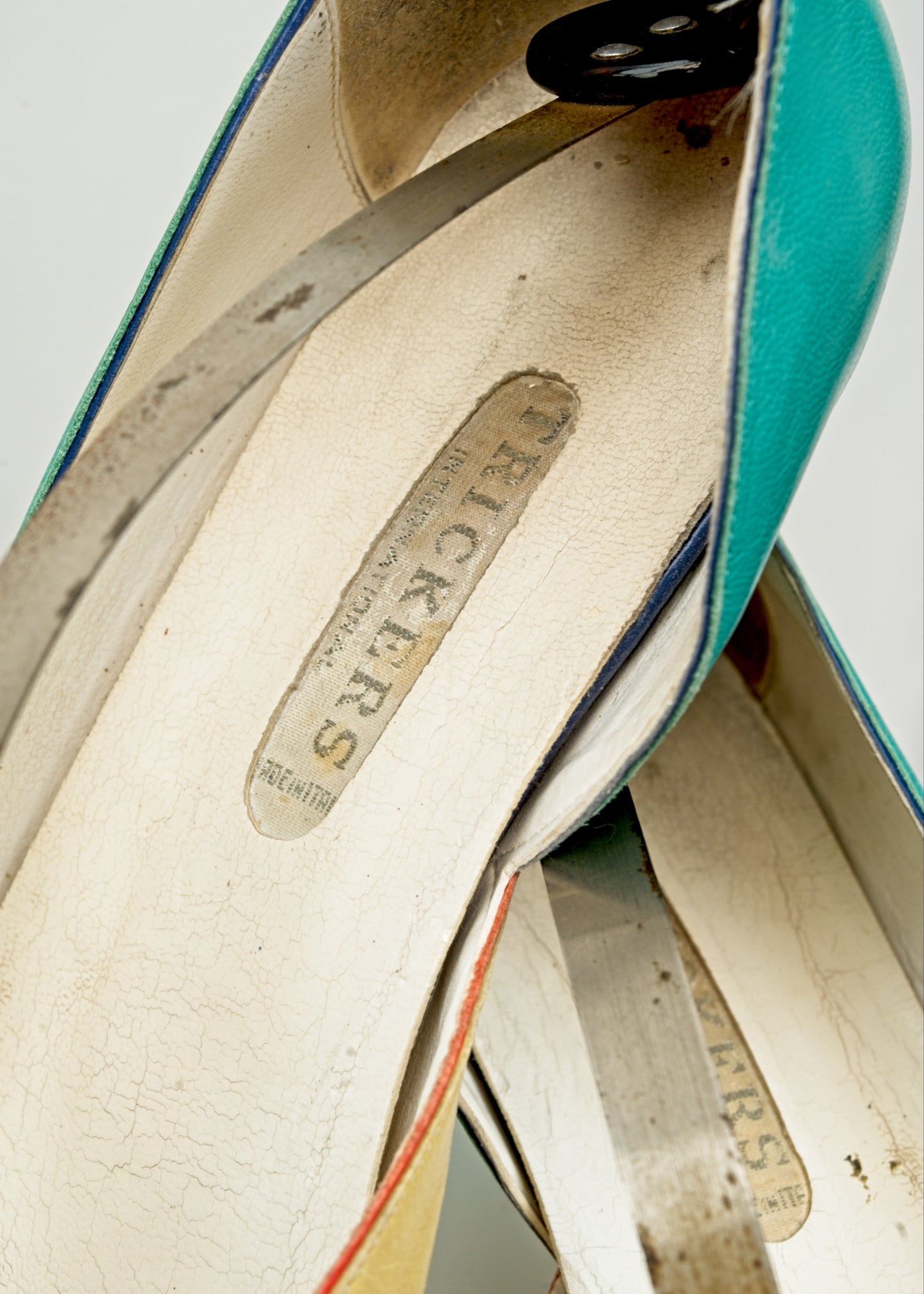 Vintage 80s Trickers Colourblock Peep Toe Court Shoes • Size 6