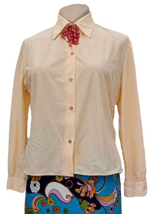 vintage peach colour bri nylon secretary blouse