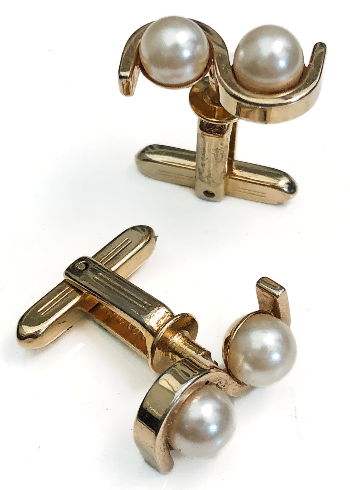 Vintage 50s Hickock Faux Pearl Cufflinks