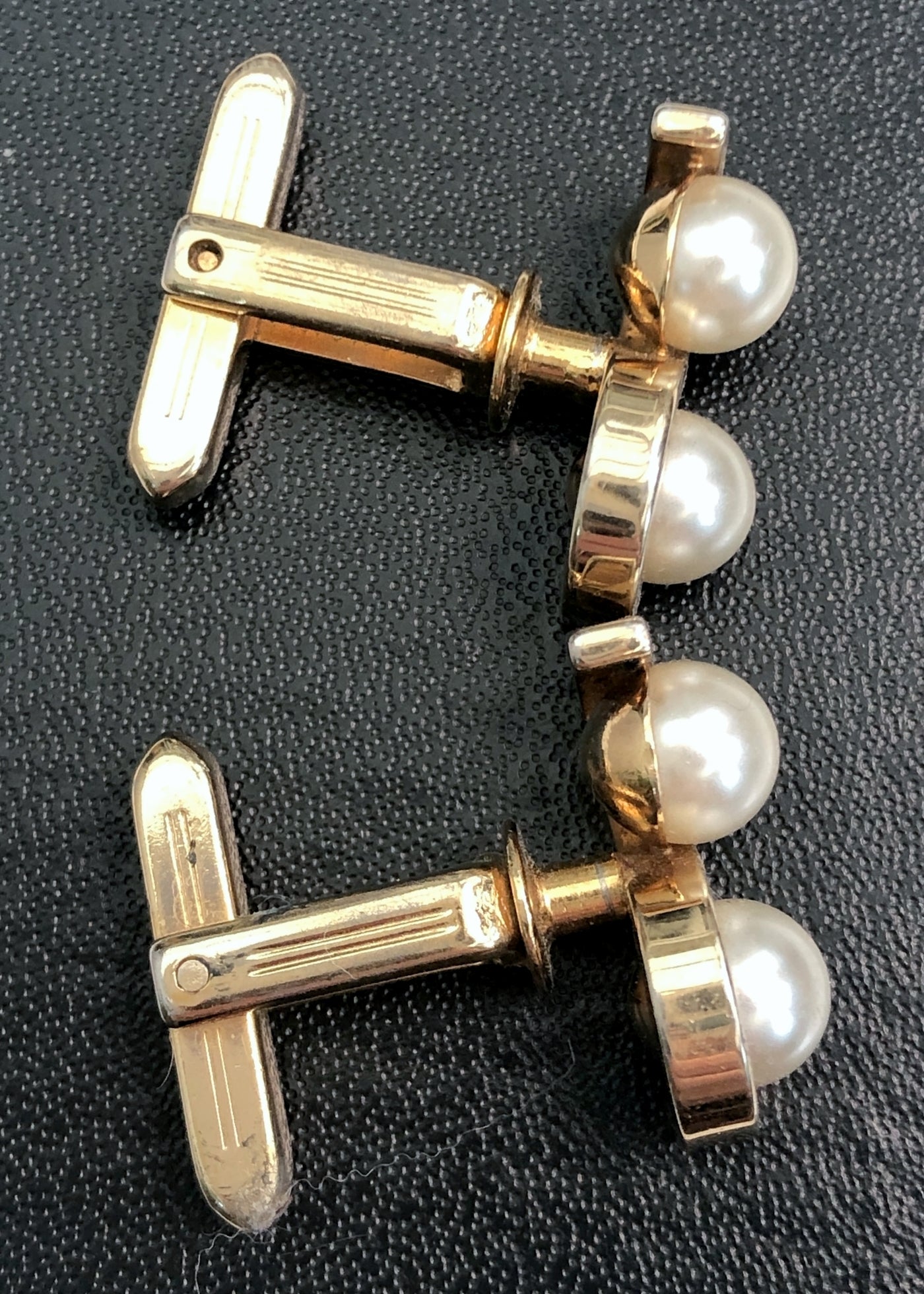 Vintage 50s Hickock Faux Pearl Cufflinks