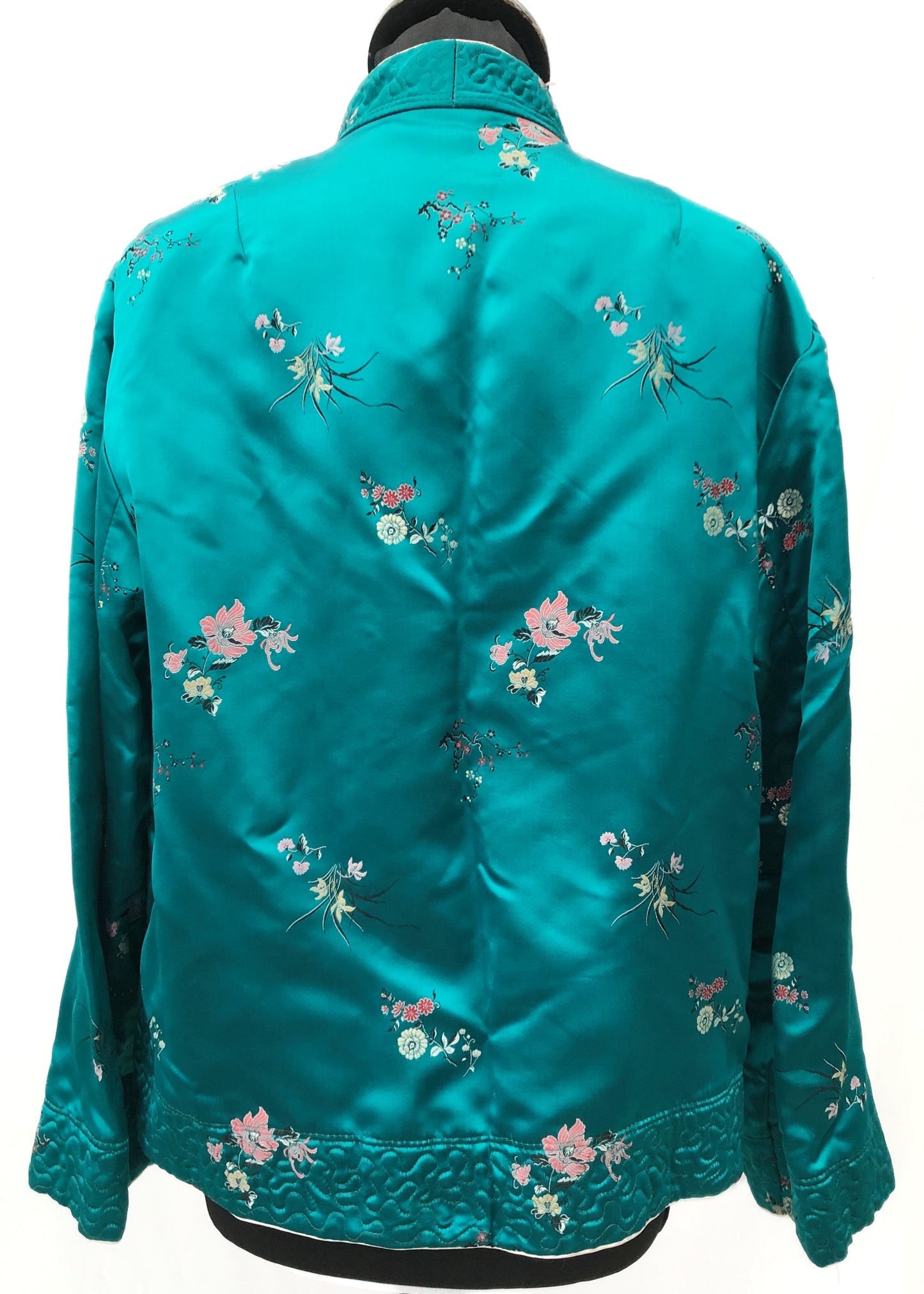 Vintage Chinese Pink & Teal Reversible Jacket • Satin Brocade
