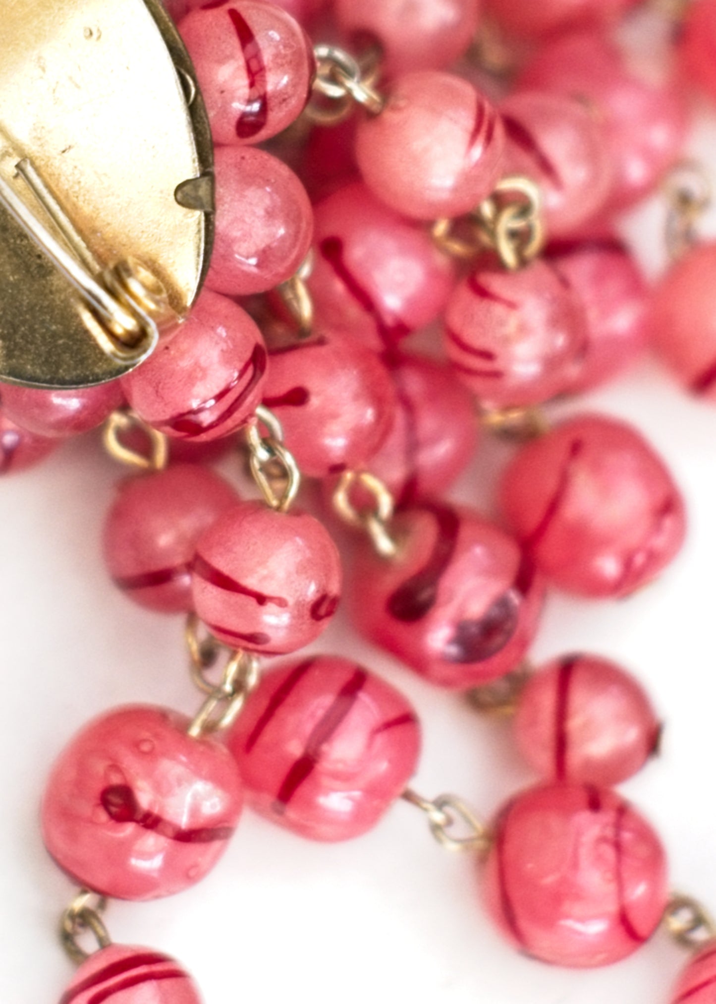 Vintage Pink Waterfall Bead Brooch