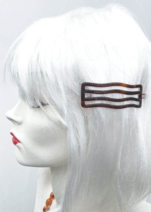Vintage 40s Faux Tortoiseshell Plastic Hair Barrette Clip