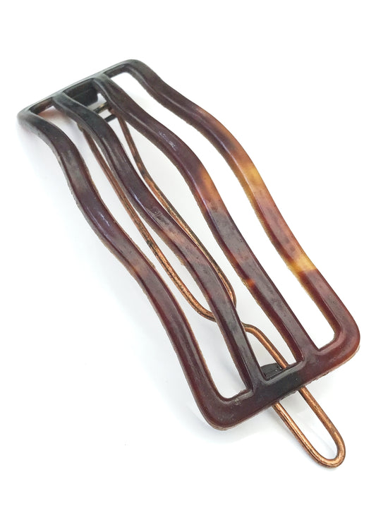 Vintage 40s Faux Tortoiseshell Plastic Hair Barrette Clip