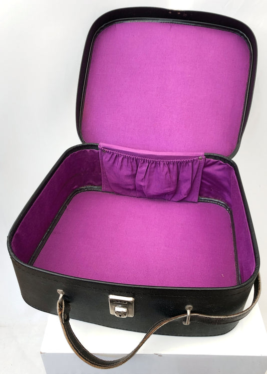 Vintage 60s Black Vanity Case • Purple Lining