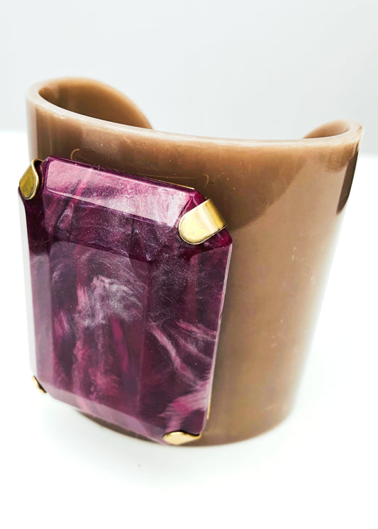 Retro Purple & Grey Cuff Bangle Bracelet