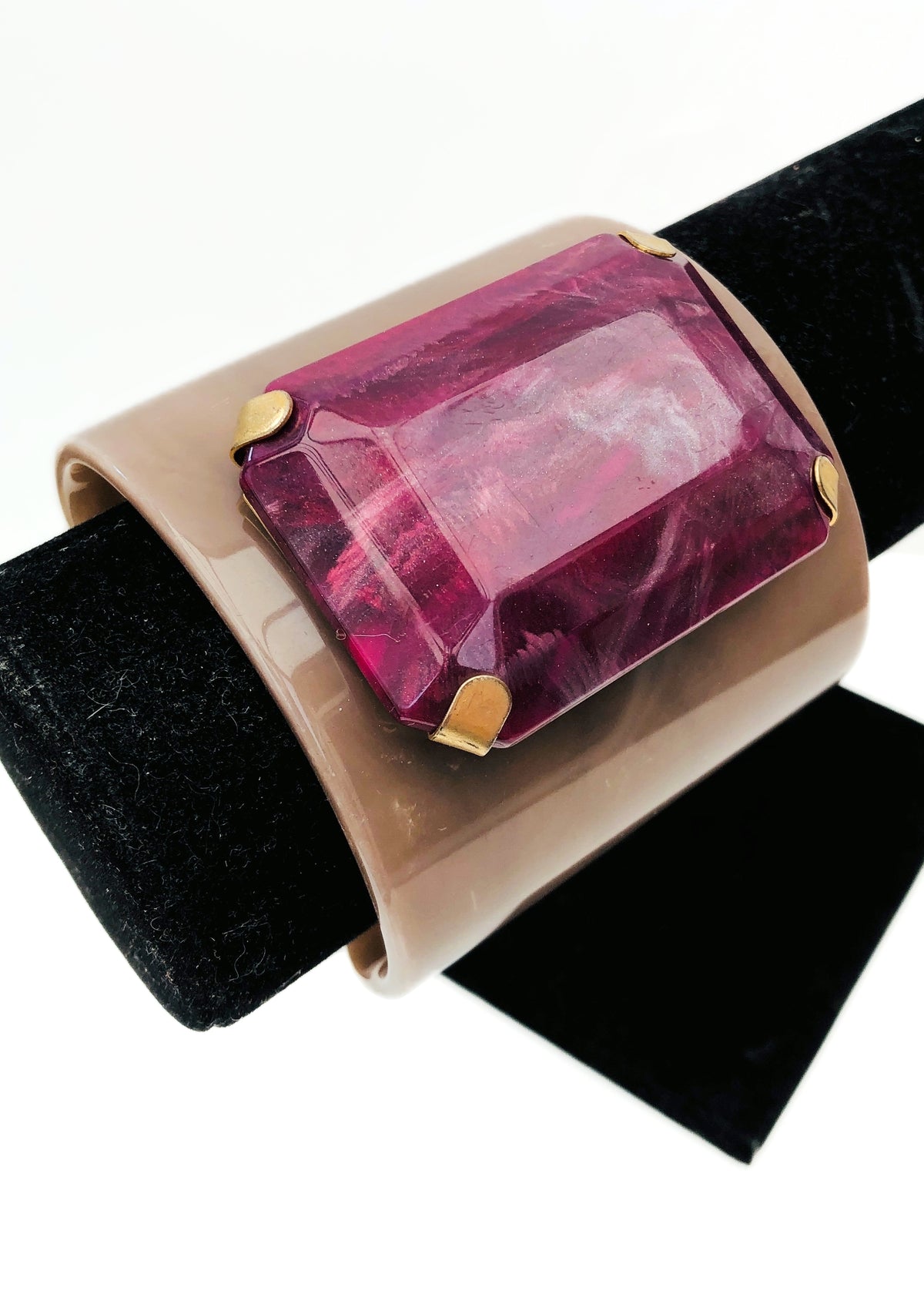Retro Purple & Grey Cuff Bangle Bracelet